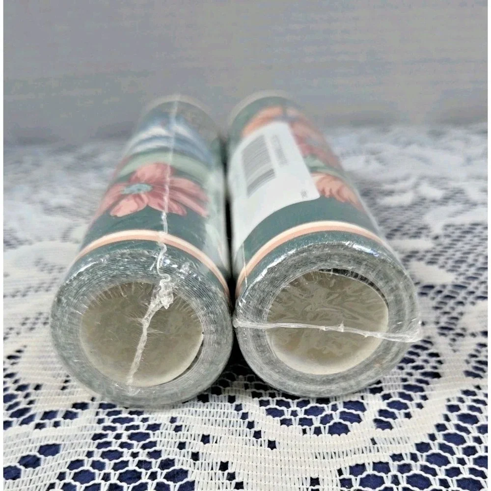 Croscill Home Fashions Wallpaper Border Green Floral 5 Yards X 2 Prepasted NOS